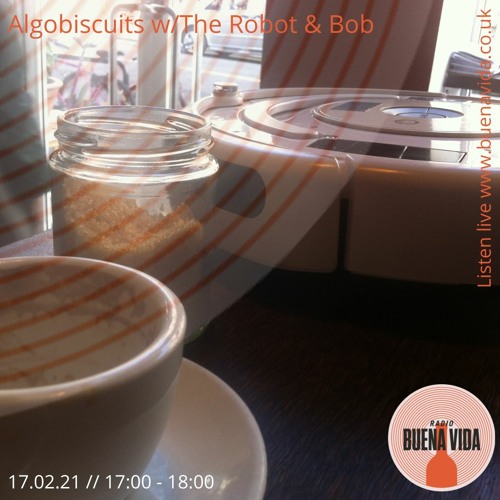 algobiscuits promo image featuring roomba in a coffee shop