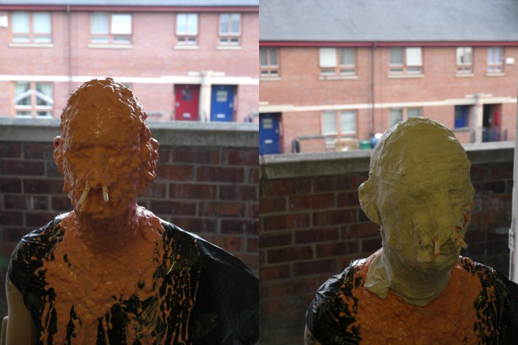 Bobs head covered in alginate