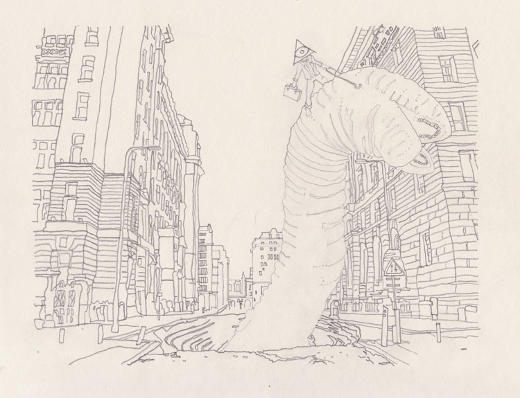 attack on water street drawing